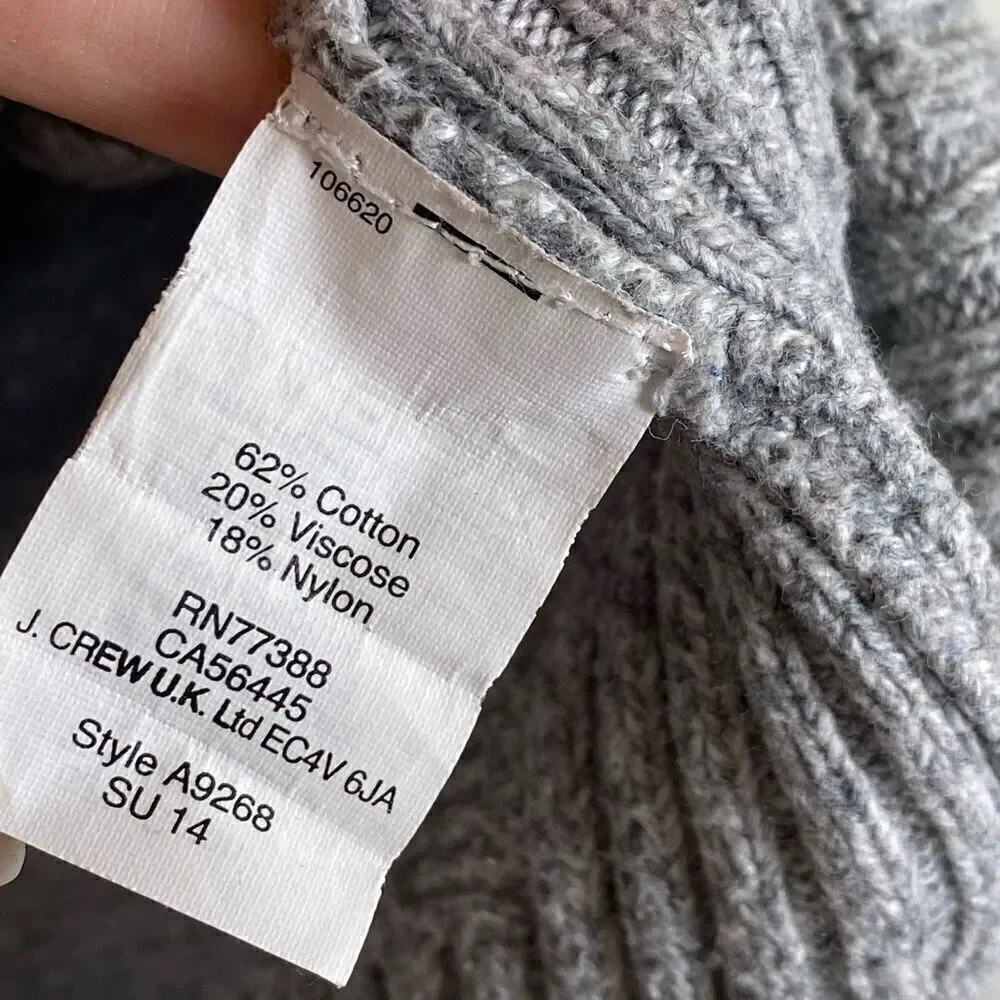 Madewell Textureworks Grey Ribbed Trim Knitted Crewneck Sweater Size S